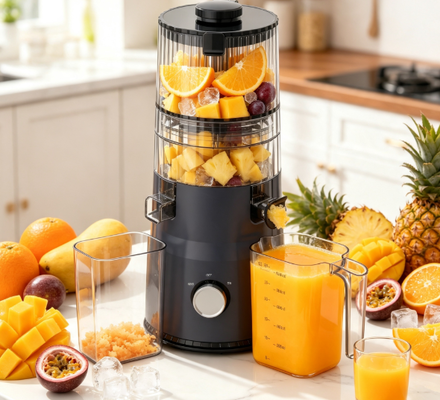 آبمیوه گیری کند و هوشمند Fresh Smart HJ103A - رنگ مورد علاقه جدید آشپزخانه شما با 4 گزینه رنگی، دهانه 135 میلی‌متری، پرس سرد 200 وات و خود تمیز شونده