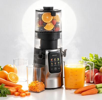 آبمیوه گیری کند و هوشمند Fresh Smart HJ102D 6 در 1 - یک دستگاه، امکانات بی‌پایان سلامتی با دهانه 135 میلی‌متری، پرس سرد 200 وات و خود تمیز شونده