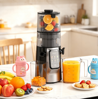 آبمیوه گیری کند و هوشمند Fresh Smart HJ102D چند منظوره - راه حل آشپزخانه 6 در 1 با دهانه 135 میلی متری، پرس سرد 200 وات و خود تمیز شونده برای خلاقیت های بی پایان سالم